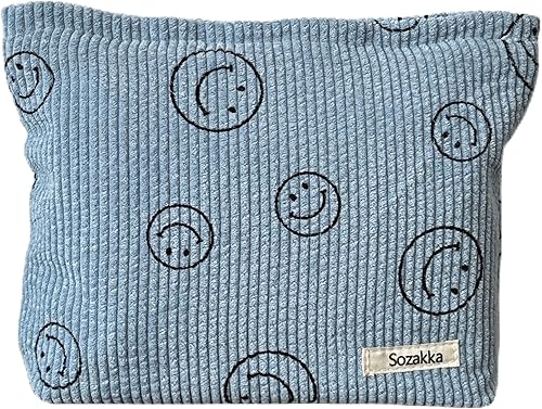 Miniatura 18 de Bolsas de cosméticos para mujer, bolsa de cosméticos de pana, bolsas estéticas para mujer, bolsos de mano, bolsos de mano con puntos sonrientes