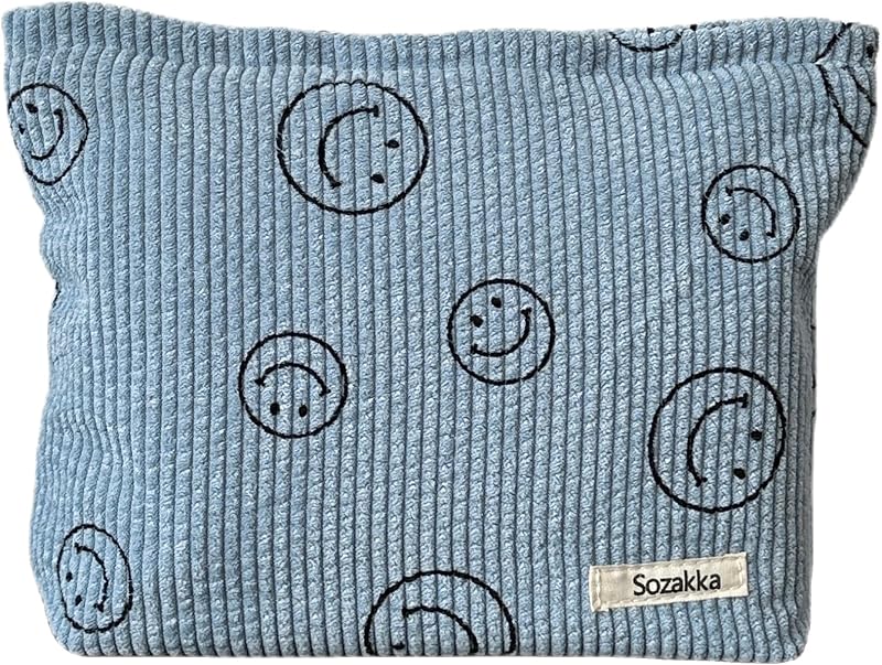 Necessaire de maquiagem Gardsell em veludo cotelê, estampa de poá, A-Blue, 1 unidade