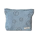 Cosmetic Bags for Women - Corduroy Cosmetic Bag Aesthetic Women Handbags Purses Smile Dots Makeup Organizer Storage Makeup Bag Girls Case Bags (A-Blue)