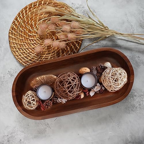 Miniatura 4 de Cuenco de masa de madera  Cuenco de masa rústica de madera de acacia quemada oscura  Cuencos decorativos hechos a mano para decoración del hogar,