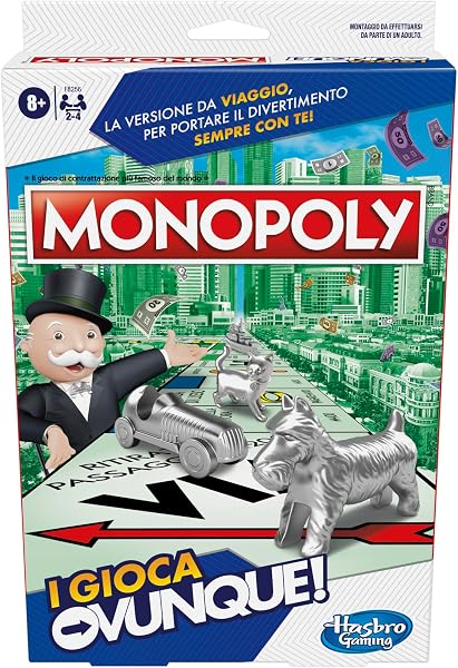 Hasbro Gaming Monopoly, I Gioca Ovunque, Gioco Portatile per Famiglie, per Bambini e Bambine dagli 8 Anni in Su, Strategia e Divertimento per 2-4 Giocatori