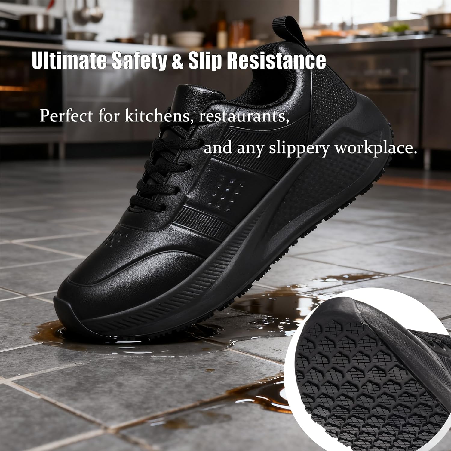 Non Slip Work Shoes for Women Food Service Kitchen Chef Shoe Restaurant Lightweight Waterproof Walking Sneakers Nursing Slip Resistant Footwear - Image 7