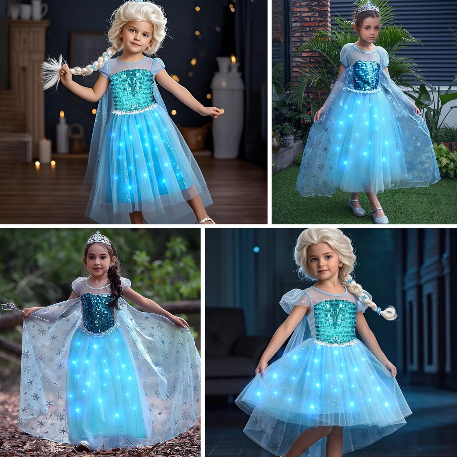 G.C Girls Light Up Princess Dress Costume with Cape Kids Wig Crown Toys Toddler Princess Dress Up Outfit Halloween Gifts - Image 6