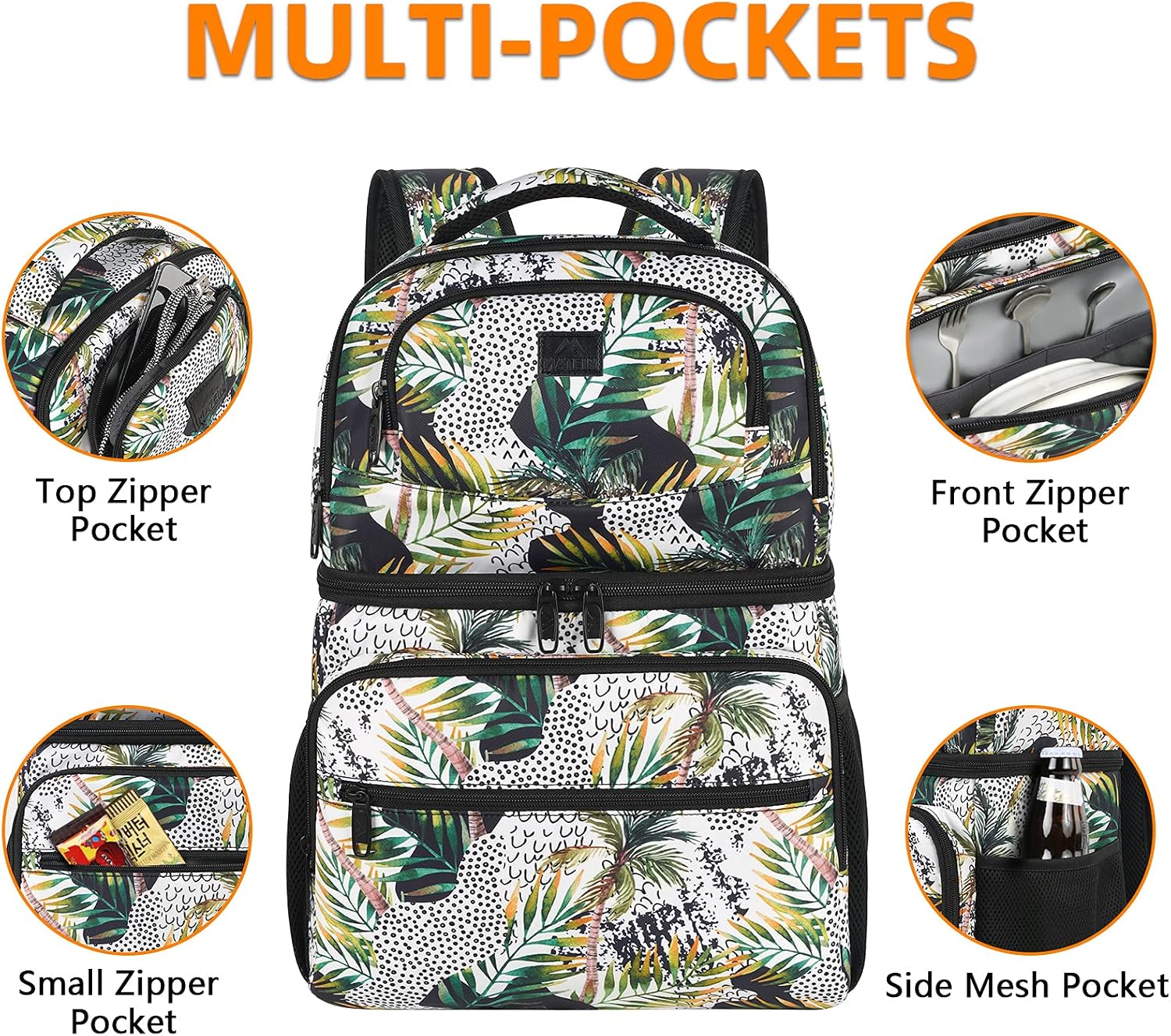 Cooler Backpack, 26 Cans Insulated Lunch Backpack for Man Women, Leakproof Double Layer Lunch Cooler Bag Lightweight Soft Lunch Backpack with Cooler Compartment, Beer Gifts for Beach Camping Hiking