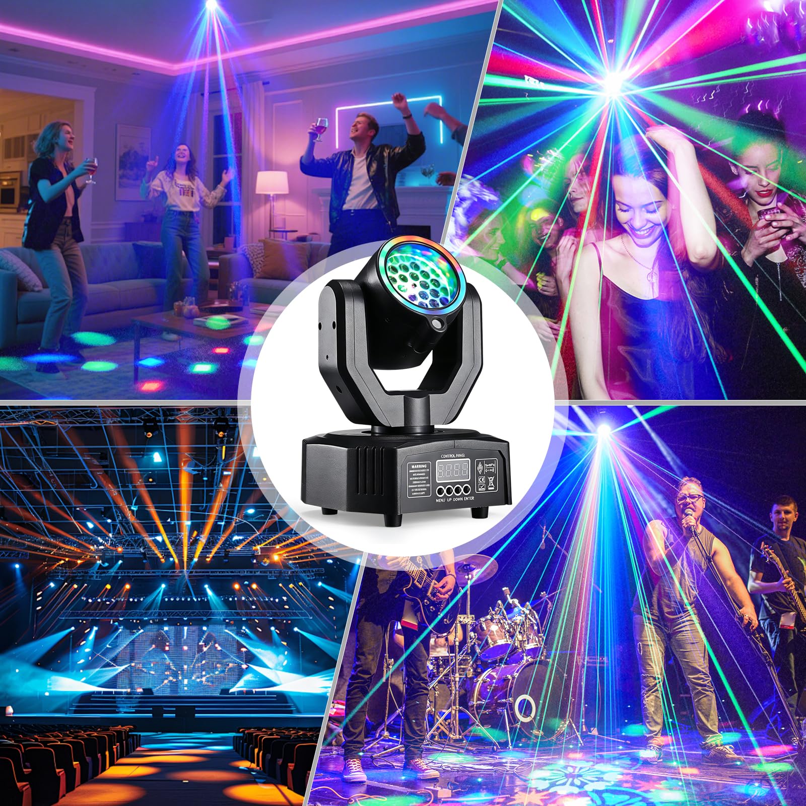 30W Mini LED Moving Head Beam Scheinwerfer RGBW, Discolicht mit Gobo & Sternenhimmel Effekt, DMX512 Soundaktiv, Stroboskop mit Fernbedienung für DJ, Partys, Bars, KTV, Hochzeiten & Bühnen