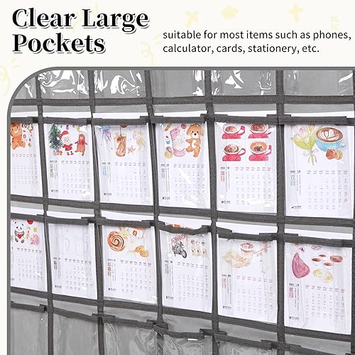 Miniatura 4 de Organizador para colgar sobre la puerta, para el aula, para colgar en la pared, puerta, armario, bolsa de almacenamiento de tela duradera, 12