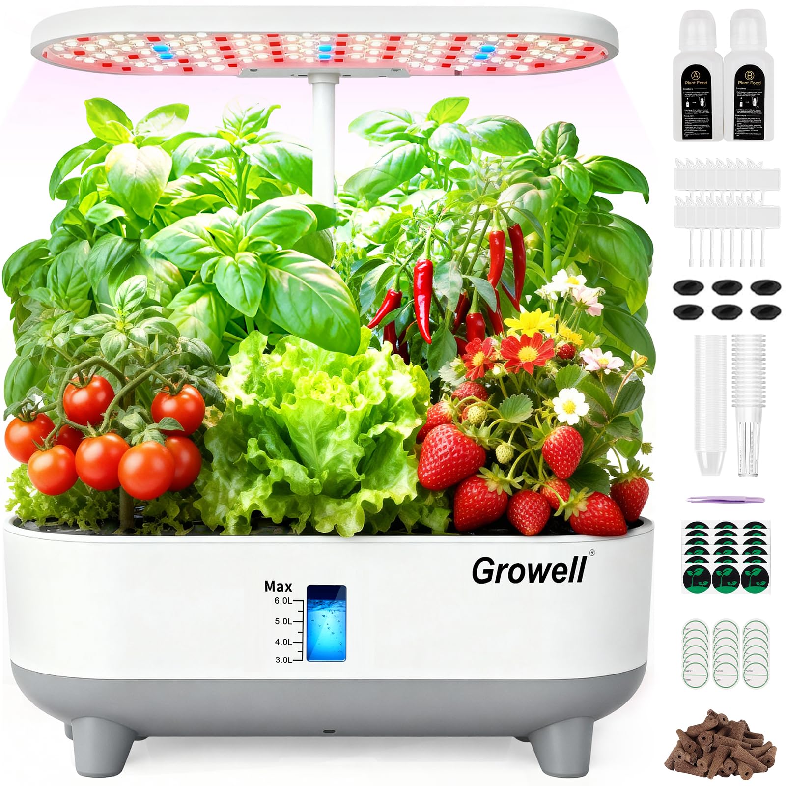 Growell 16 Pods Hydroponics Growing System Kit with 3 Light Modes &amp; 2 Timer