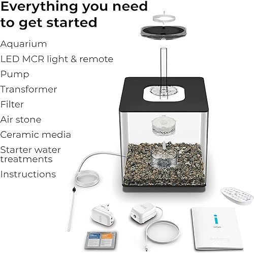 Miniatura 3 de biOrb Cube 30 acuario acrílico de 8 galones con luces LED multicolor controladas a distancia, tanque compacto moderno para exhibición de mesa, negro