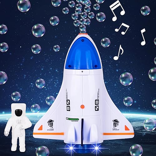 ArtCreativity Juguete de burbujas de nave espacial, máquina de burbujas para el espacio exterior con solución de burbujas y figura de astronauta,