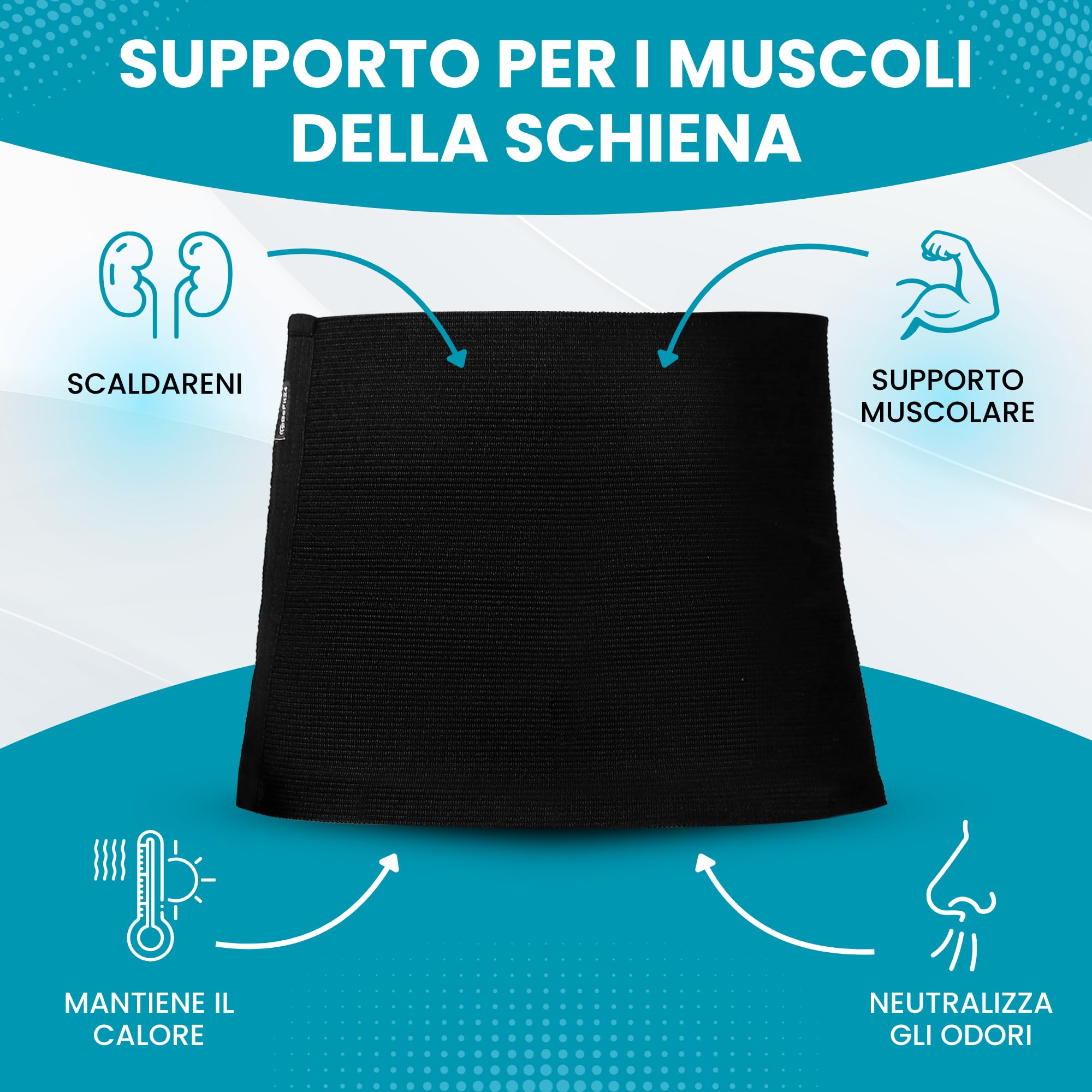BeFit24 Pancera Riscaldante in Lana Merino per Uomo e Donna | Fascia Termica Lombare | Protezione Reni e Schiena | ScaldaReni Traspirante Lavabile Prodotto in Europa