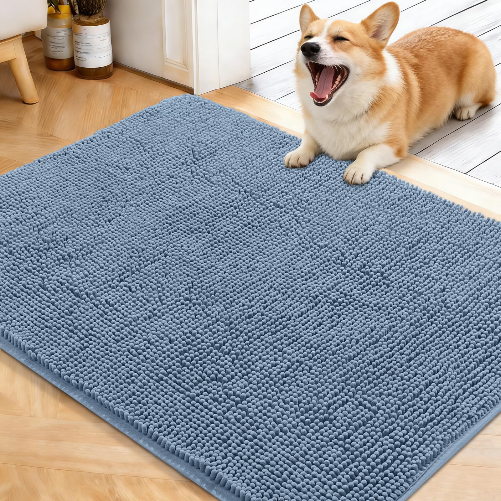 OLANLY Dog Door Mat for Muddy Paws 40x32, Super Absorbent Chenille Mud Mat