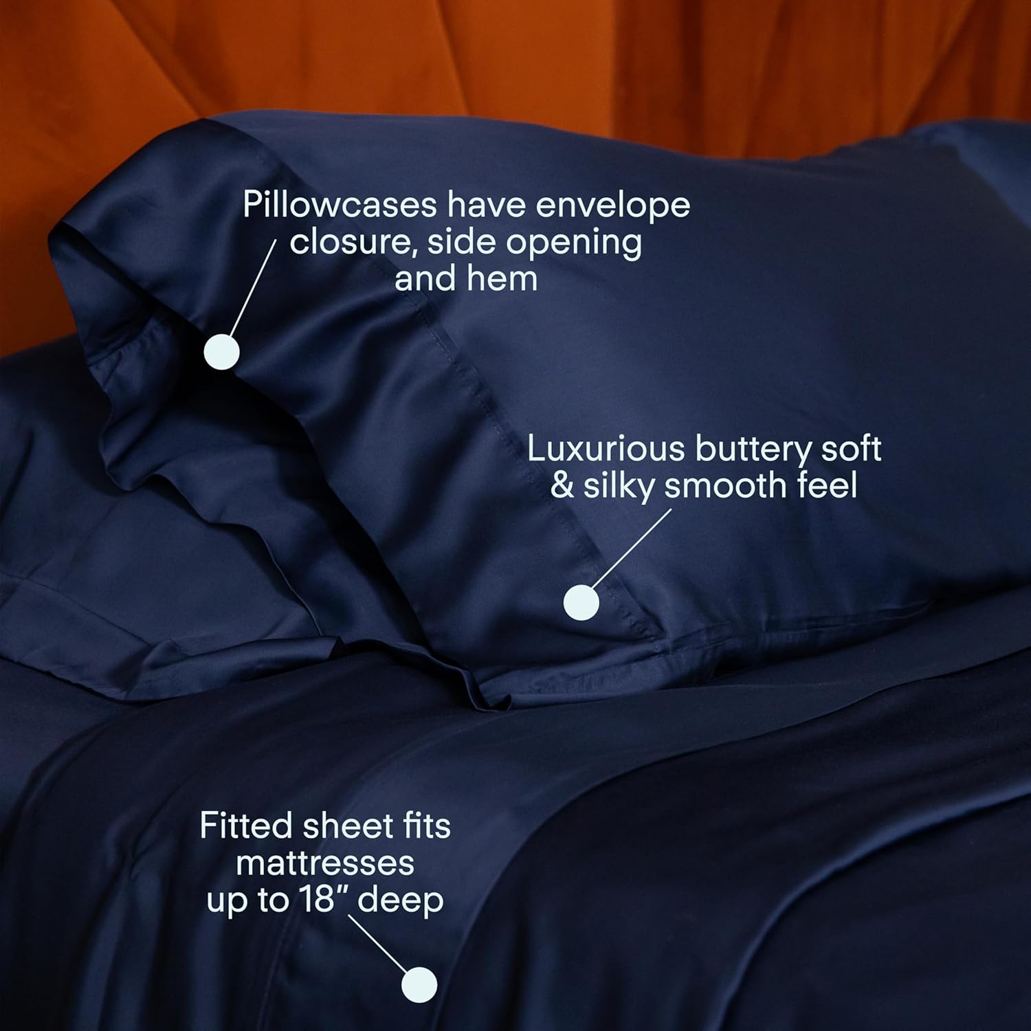 Pure Beech Modal Sateen Sheet Sets – 400TC Cooling Sheets - Buttery Soft, Luxurious Sateen Sheets from Beechwood (Deep Sleep, Queen)