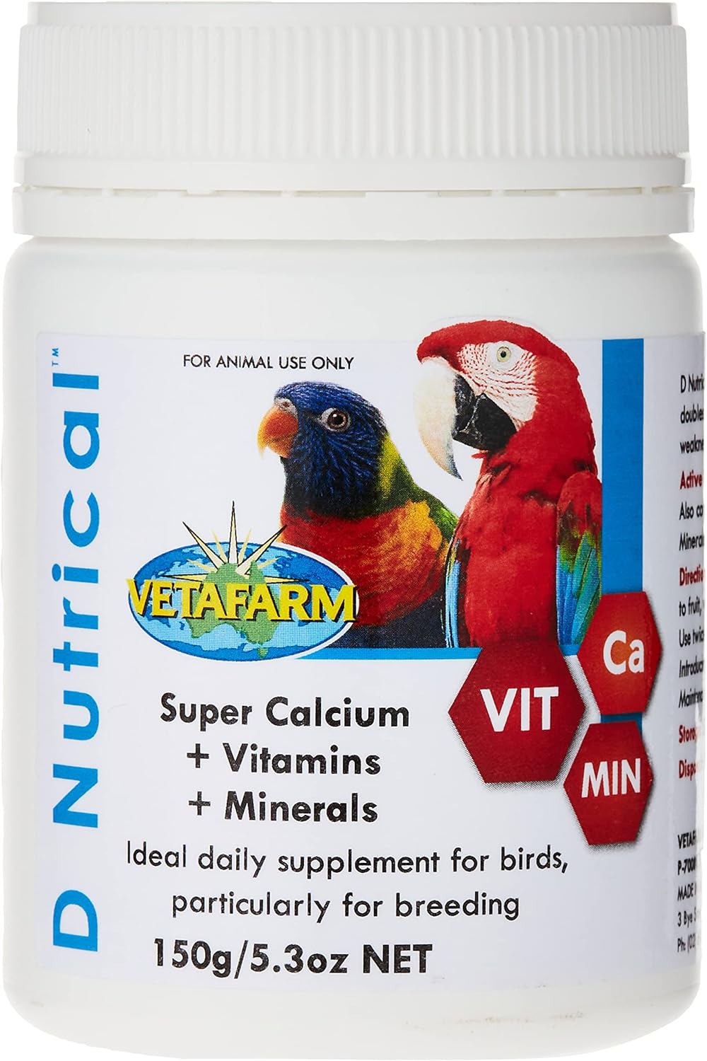 Vetafarm D'Nutrical Calcium Supplement for Birds, 150g