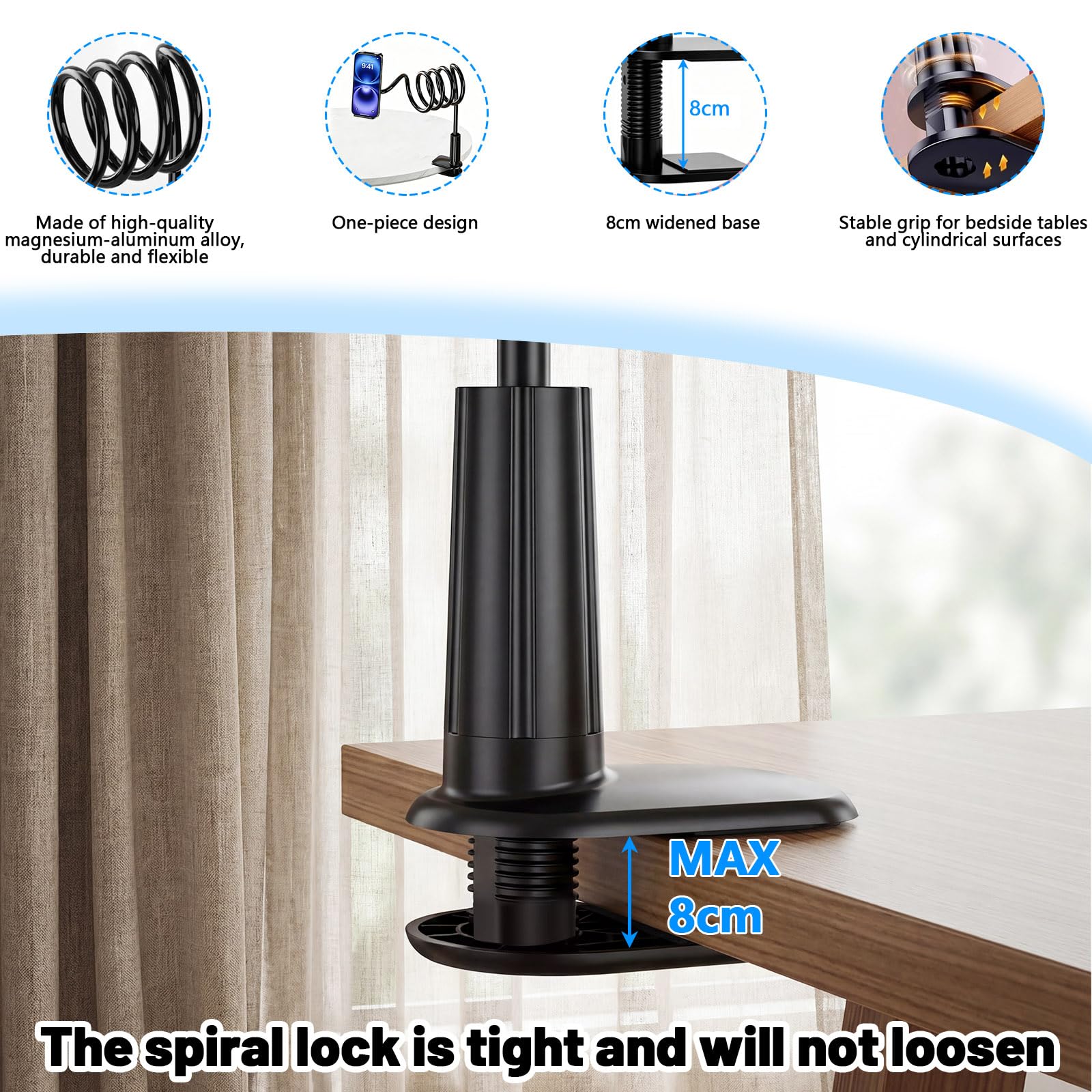 Supporto Tablet con Telecomando Kindle per girare pagina, Collo Oca Supporto Regolabile per leggere a letto, Supporto con girapagina per Kindle accessori/Ipad/telefono 5''-12.9''