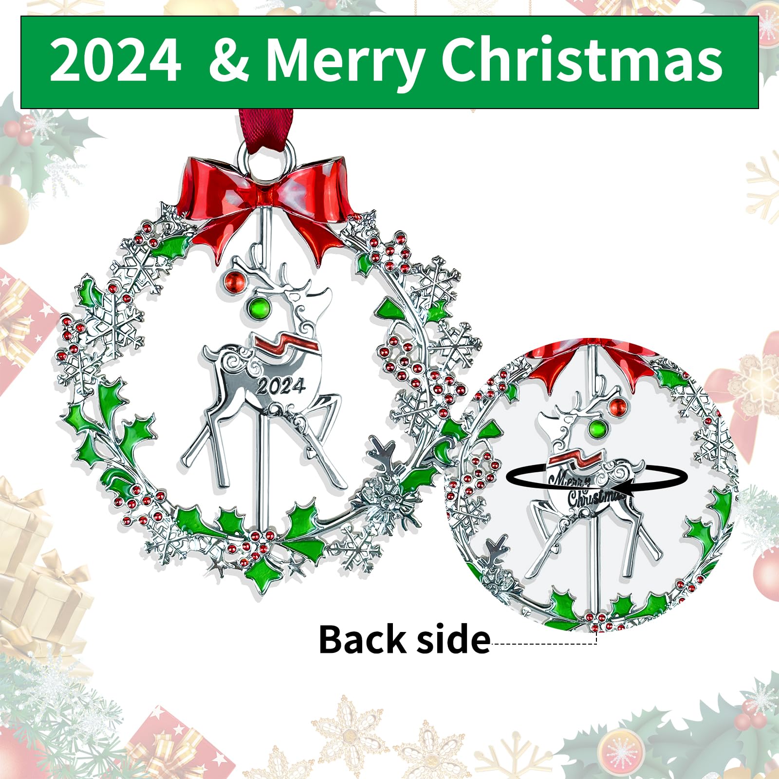 Silver Christmas Deer Ornament - Funny Xmas Keepsake Tree Hanging Decor - Perfect Gifts for Family & Friends