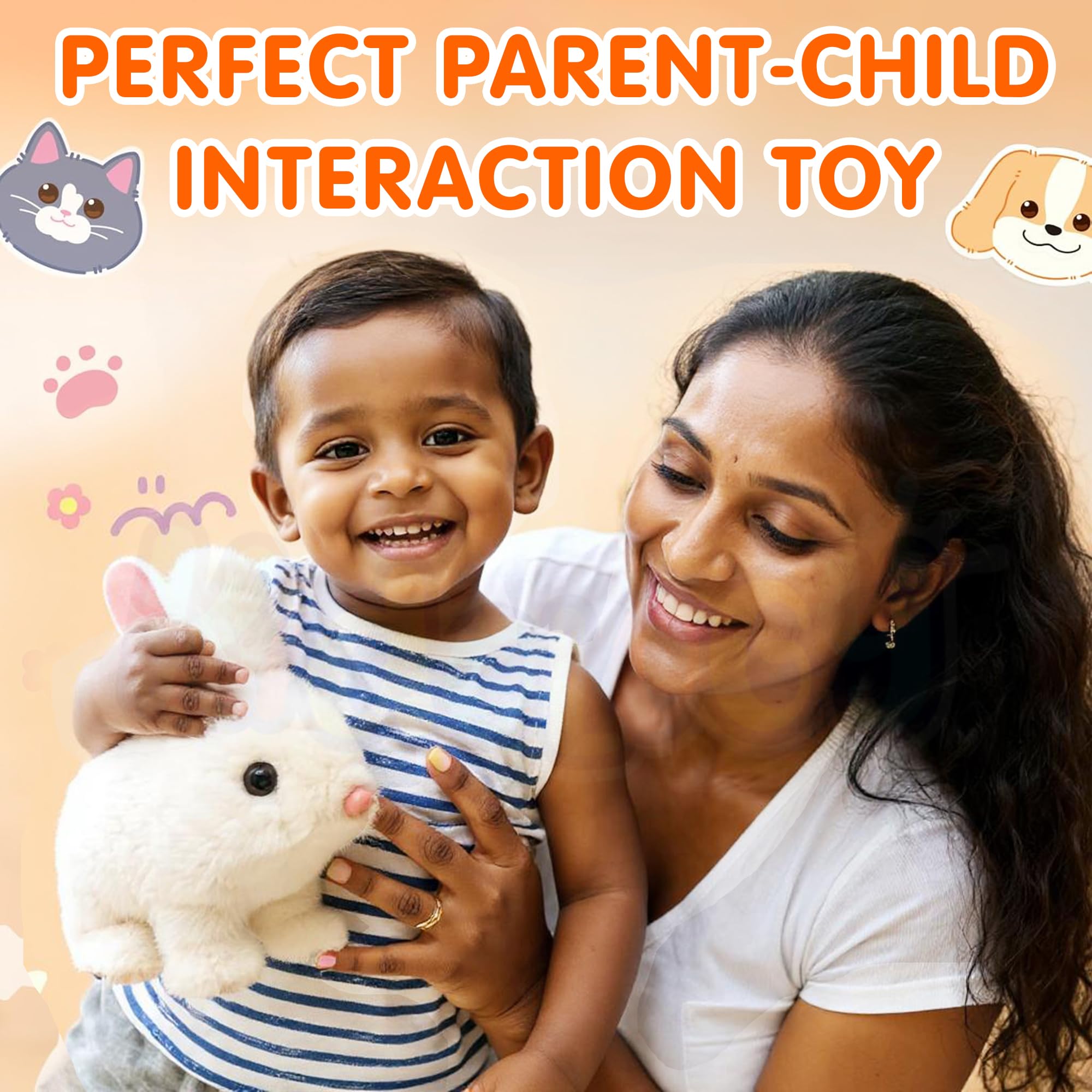 Kidology Electronic Bunny Toy for Kids | Hopping & Jumping Rabbit with Moving Ears, Nose & Tail | Soft Plush Animal Toy for 1-5 Year Olds | Interactive Walking Toy | Gift for Boys & Girls - Image 9 thumbnail