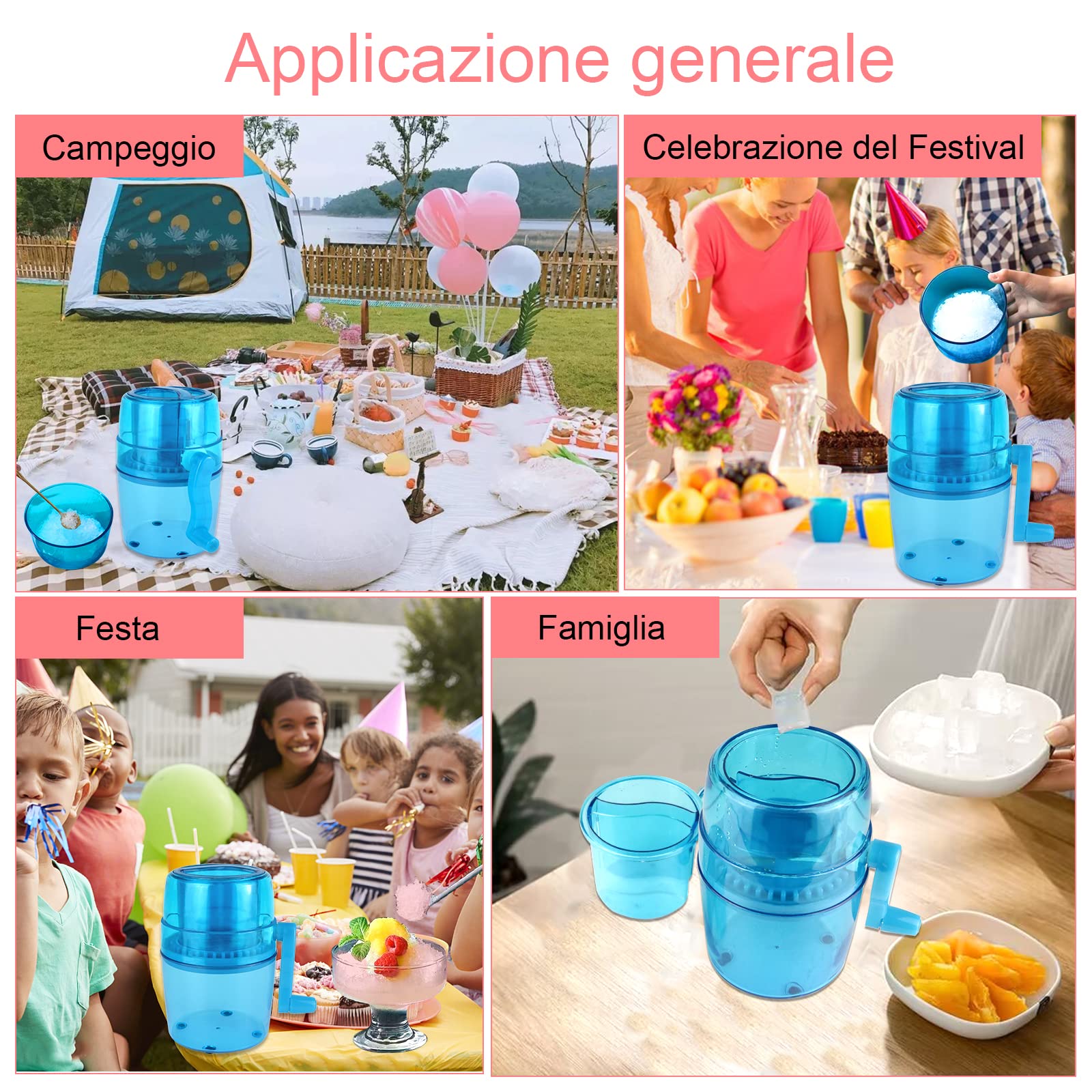 Tosucs Tritaghiaccio Manuale,Smerigliatrice di Ghiaccio,Ice Crusher,Tritaghiaccio Manuale con Manovella,per Frullati Fatti in Casa,Cocktail