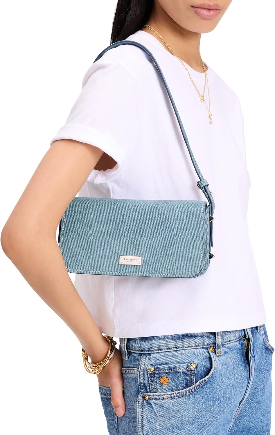 kate spade new york Liv Denim Suede Small East West Shoulder - Image 4