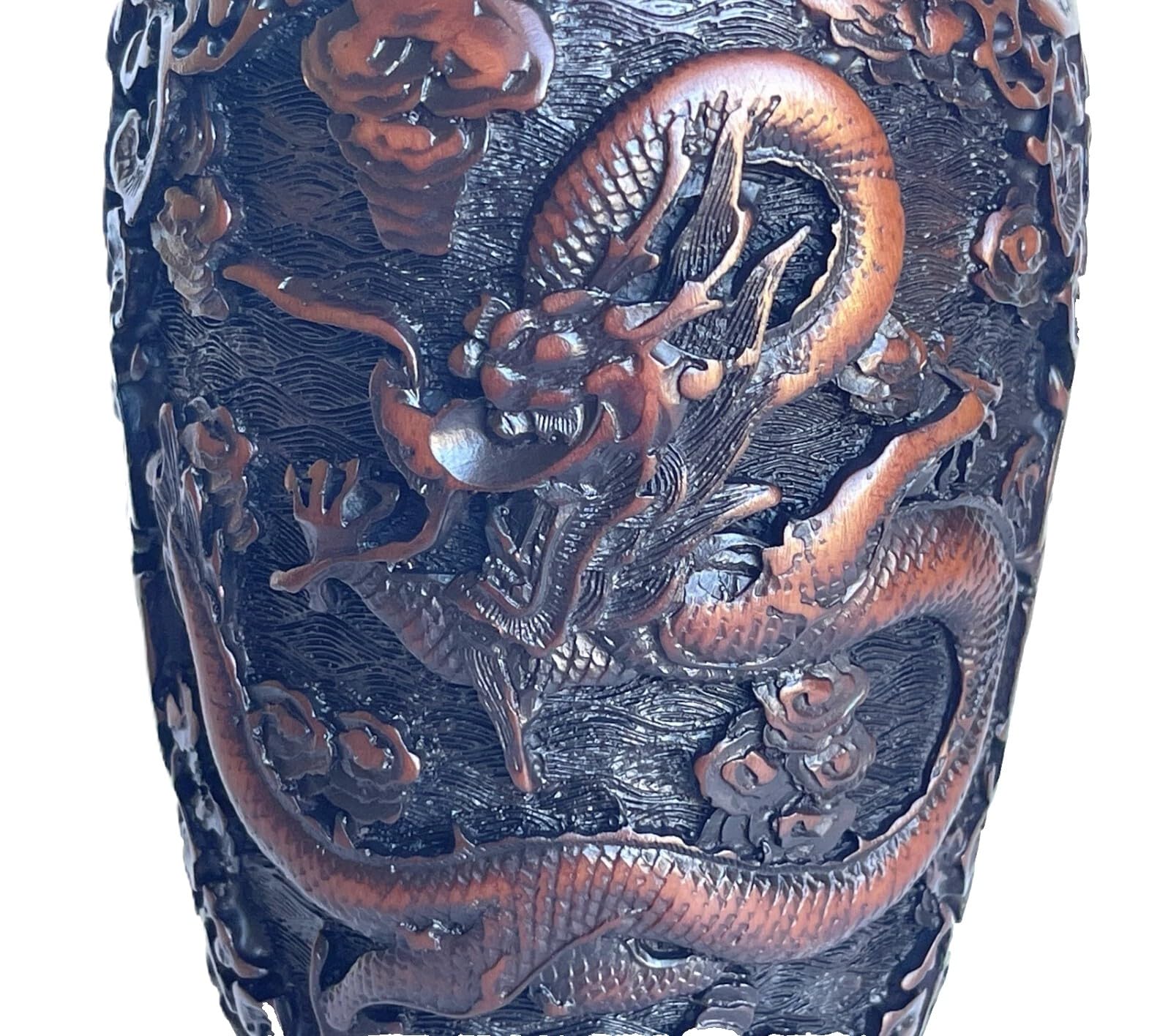 ドラゴン彫刻の黒色金属花瓶 1911~1921年 隠れた名作 オールドノリタケ 