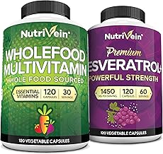 Nutrivein Premium Wholefood Multivitamins & Resveratrol Supplement Bundle: High-Absorption Trans Resveratrol Supplement & Multivitamin for Women & Men - Vitality, Defenses, & Overall Wellness