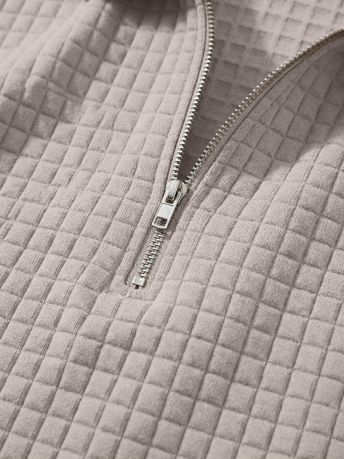 JMIERR Mens Summer 2 Piece Outfits Short Sets Beach Waffle 1/4 Zip Polo Shirts Casual Loose Pant Loungewear - Image 4