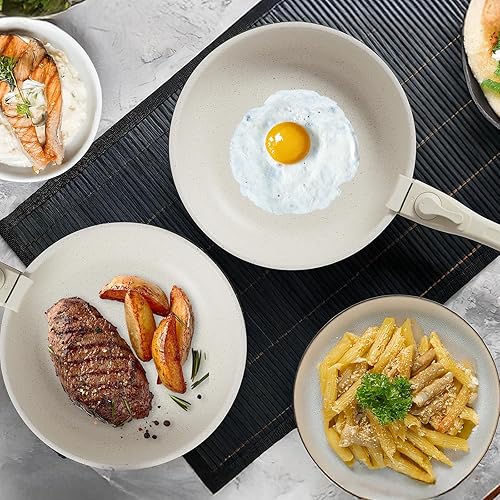 Miniatura 8 de NEWBULIG Juego de utensilios de cocina antiadherentes de 12 piezas, ollas y sartenes con mango desmontable, compatible con inducción, apto