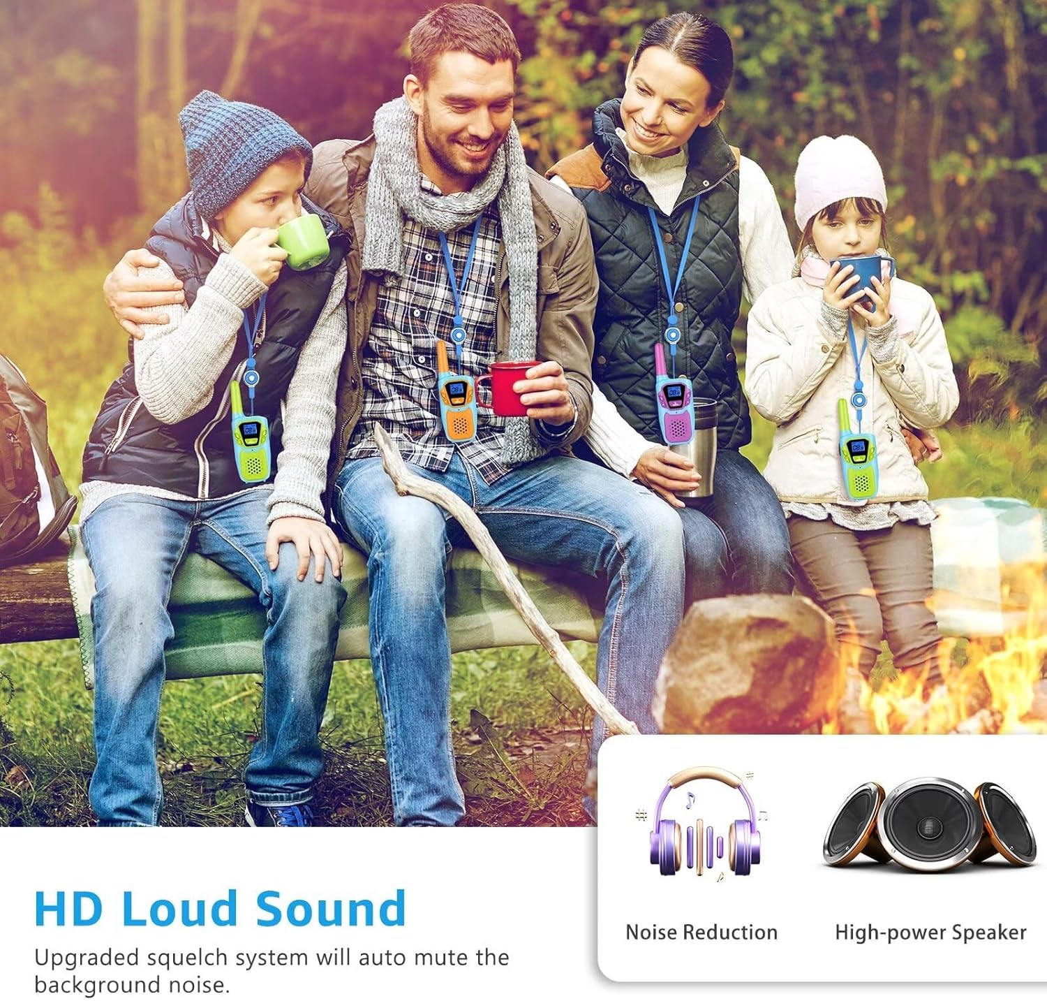 Walkie-Talkies for Kids Rechargeable Walkie Talkie for Adults Long Range FRS 2 Way Radio 3 Pack with Lanyard Battery NOAA USB, Family Toys for 3-12 Year Old Girls Boys Toddlers Camping