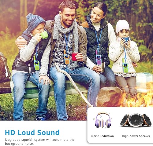 Miniatura 8 de Walkie Talkies para Niños Recargables Walkie Talkie para Adultos de Largo Alcance FRS Radio de 2 Vías Paquete de 3 con Cordón, Batería NOAA USB,