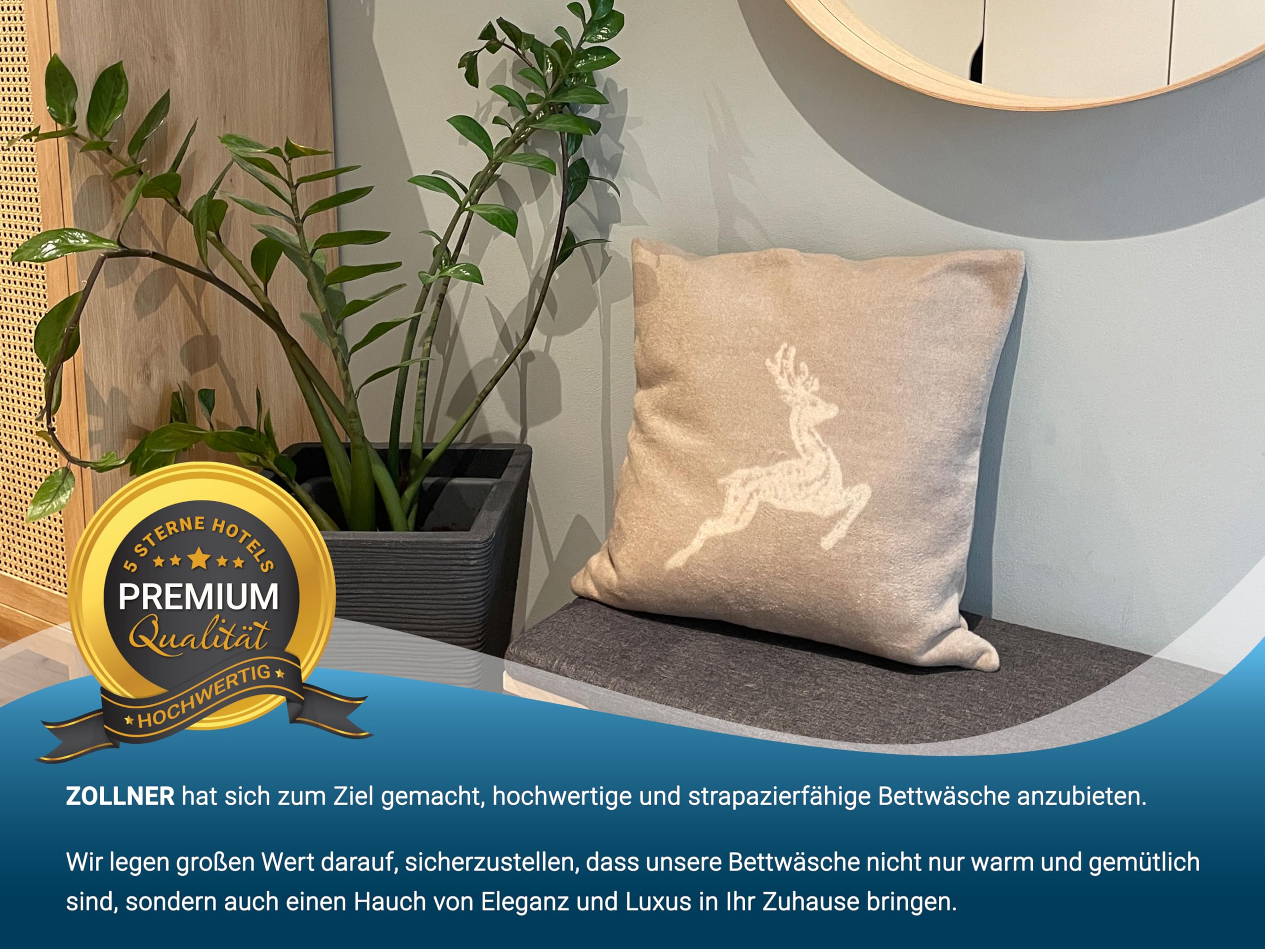 ZOLLNER 2er Set aus Kissen und Kissenbezüge in 50x50 cm - Flauschige und weiche Kissenhüllen in Taupe - Trendige Hirscheinwebung in Taupe - Mischgewebe - waschbar bis 40°C – Oeko Tex® Zertifiziert