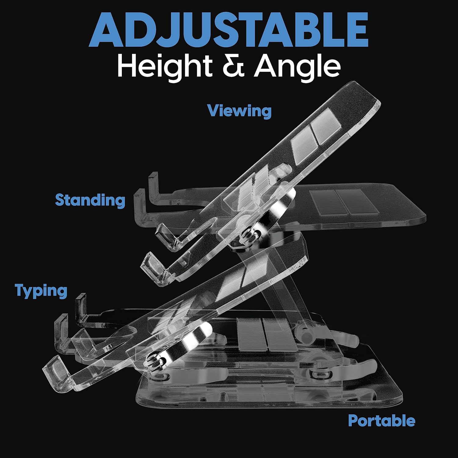 DuraClear Acrylic Laptop Stand for Desk – Ergonomic Adjustable Acrylic Computer Stand - Clear Laptop Stand with Enhanced Airflow and Workspace Elevation