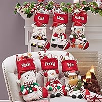 Vista 4 de Let's Make Memories - Medias navideñas personalizadas para la familia - Bordadas - De felpa 3D - Decoración navideña - 8"x18" - Familia bastón