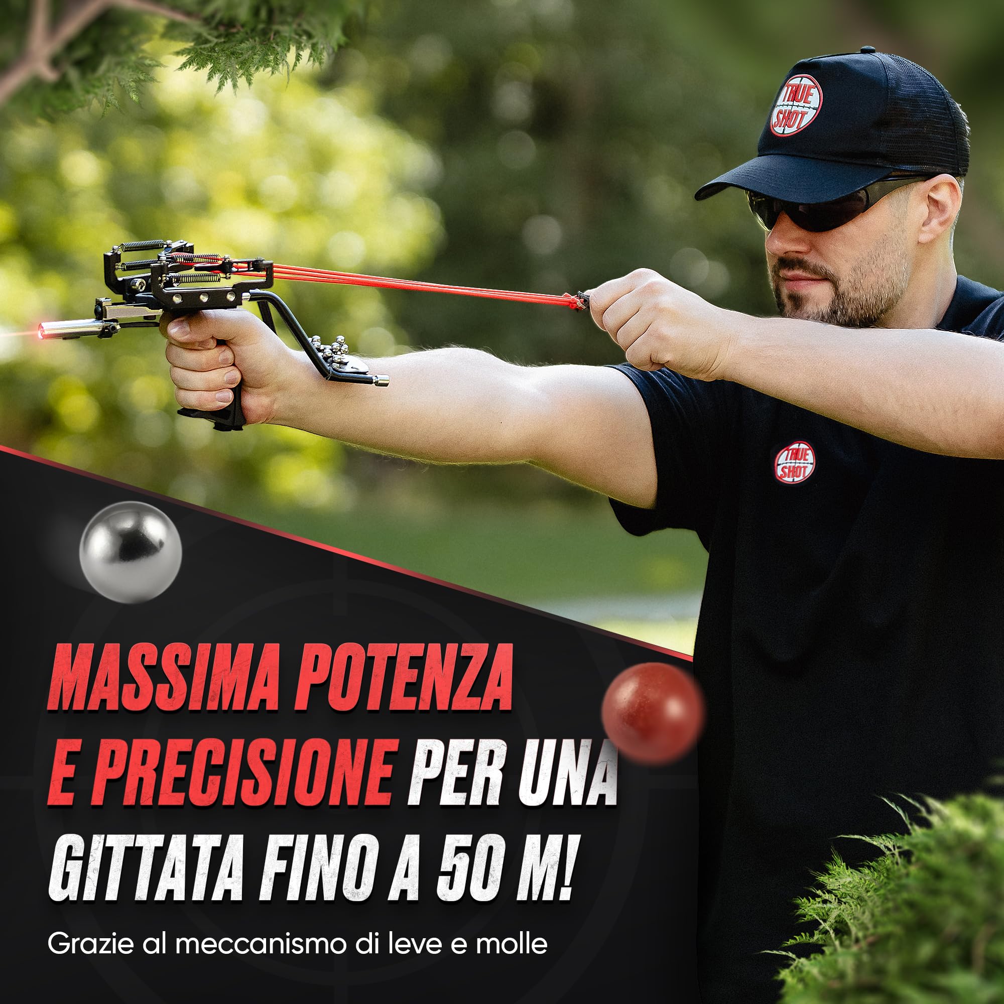 Set Completo da Caccia Professionale da Tiro - Kit Sportivo di Precisione con Accessori - Gioco all'aperto tiro a Segno - Elastico Rinforzato