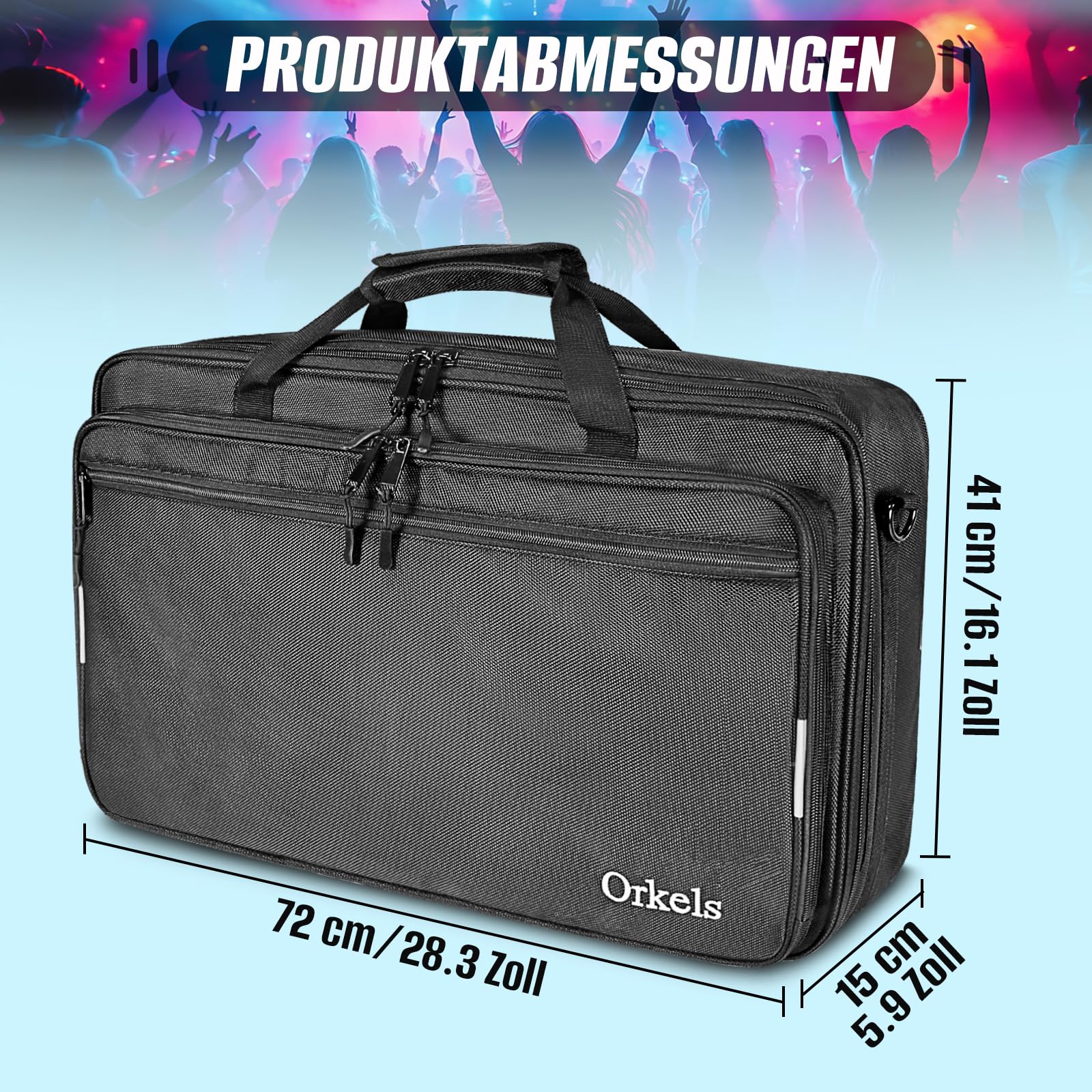 SUNDOY Custodia per DJ compatibile con controller Pioneer – Custodia per il trasporto antiurto con tracolla e scomparti per accessori, Nero, 72x41x15-CM, Tessuto impermeabile