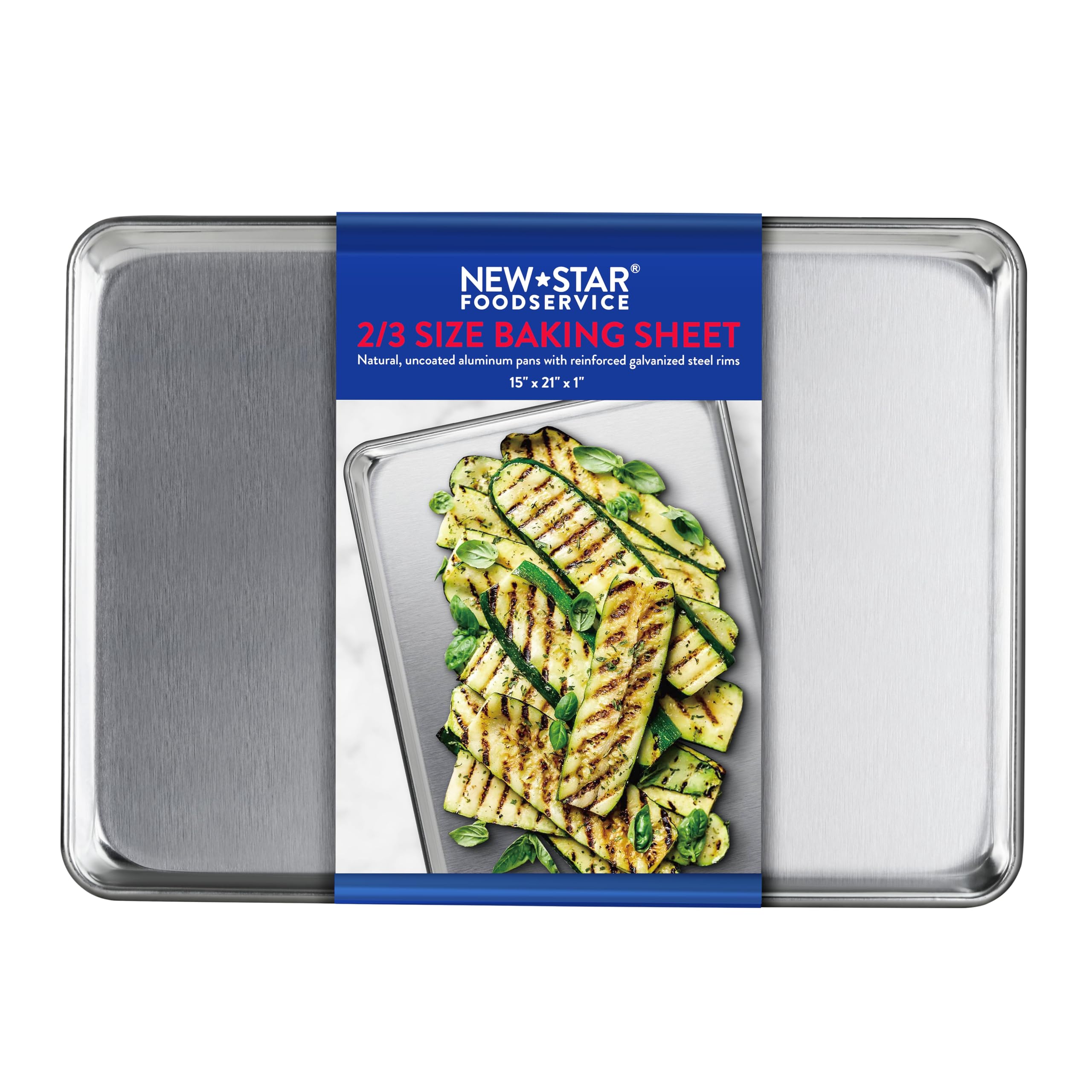 New Star 36893 Commercial Grade 18-Gauge Aluminum 2/3 Size Sheet Pan, 15 by 21-Inch