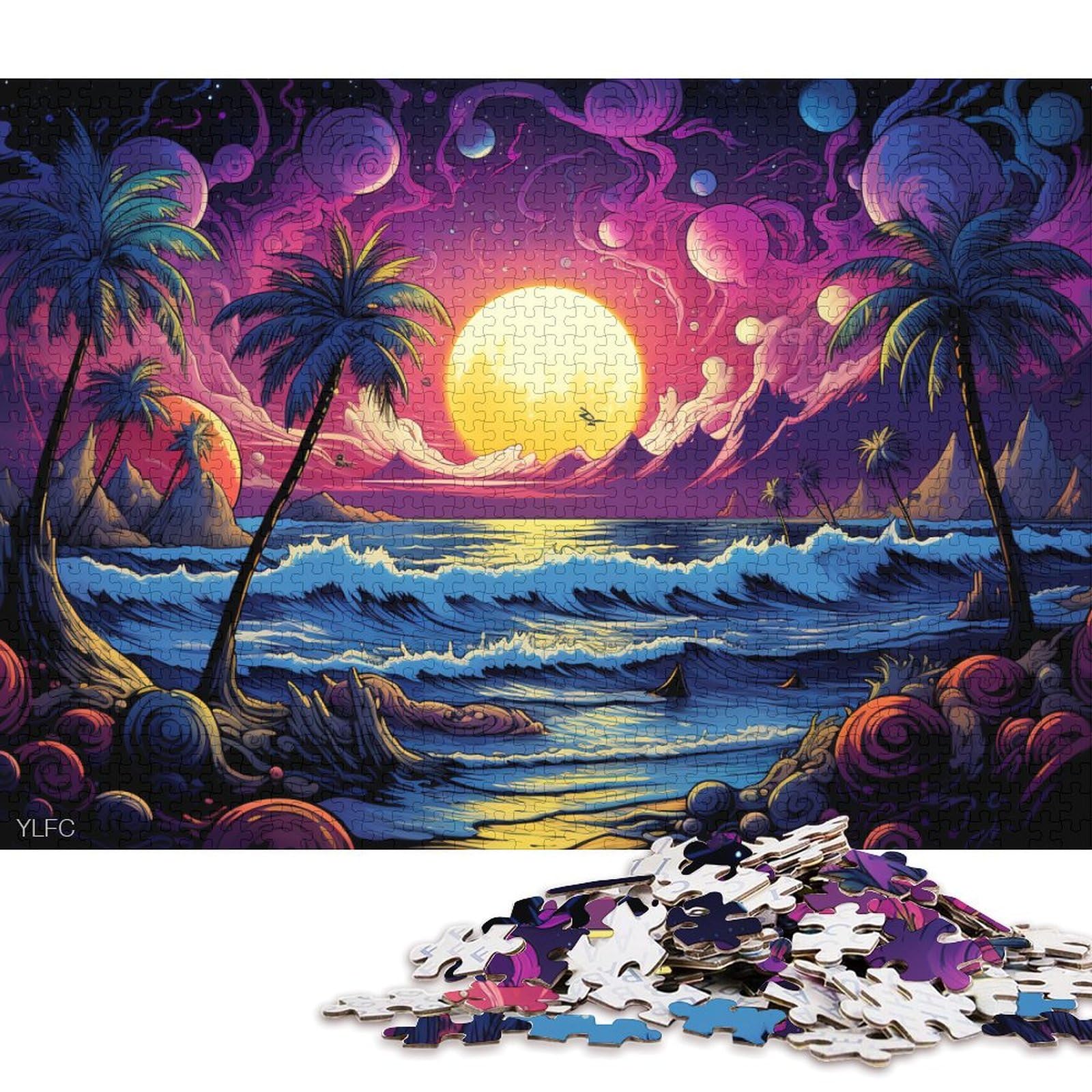 1000 Piece Jigsaw Puzzle Game Beautiful Beaches Jigsaw Puzzles for Adult Wooden Jigsaw Family Entertainment Toys 75 * 50cm/1000pcs
