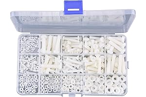 Nylon Machine Screws, Nuts and Washers Assortment Kit with Storage Box