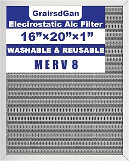 16x20x1 in. MERV 8 Reusable Washable HVAC Furnace Air Filter