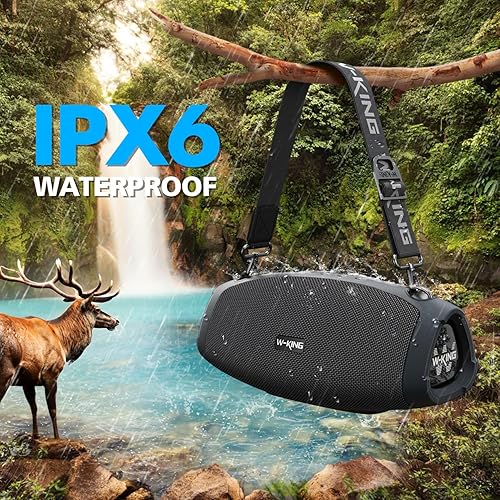 Miniatura 4 de W-KING Altavoces Bluetooth portátiles ruidosos con micrófono inalámbrico, (120 W PICO) Altavoz exterior Bluetooth inalámbrico impermeable de 70 W,