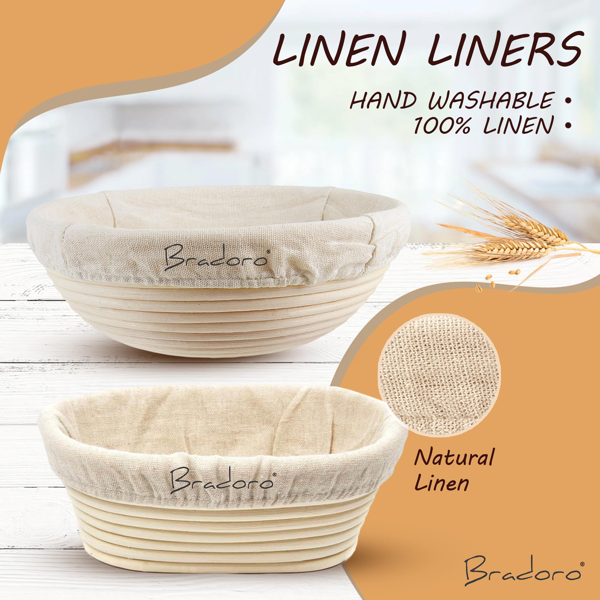 Sourdough Bread Baking Set – 2 Pcs 10 Inch Oval Banneton Proofing Baskets With Linen Liner & Silicone Bread Sling - View #6