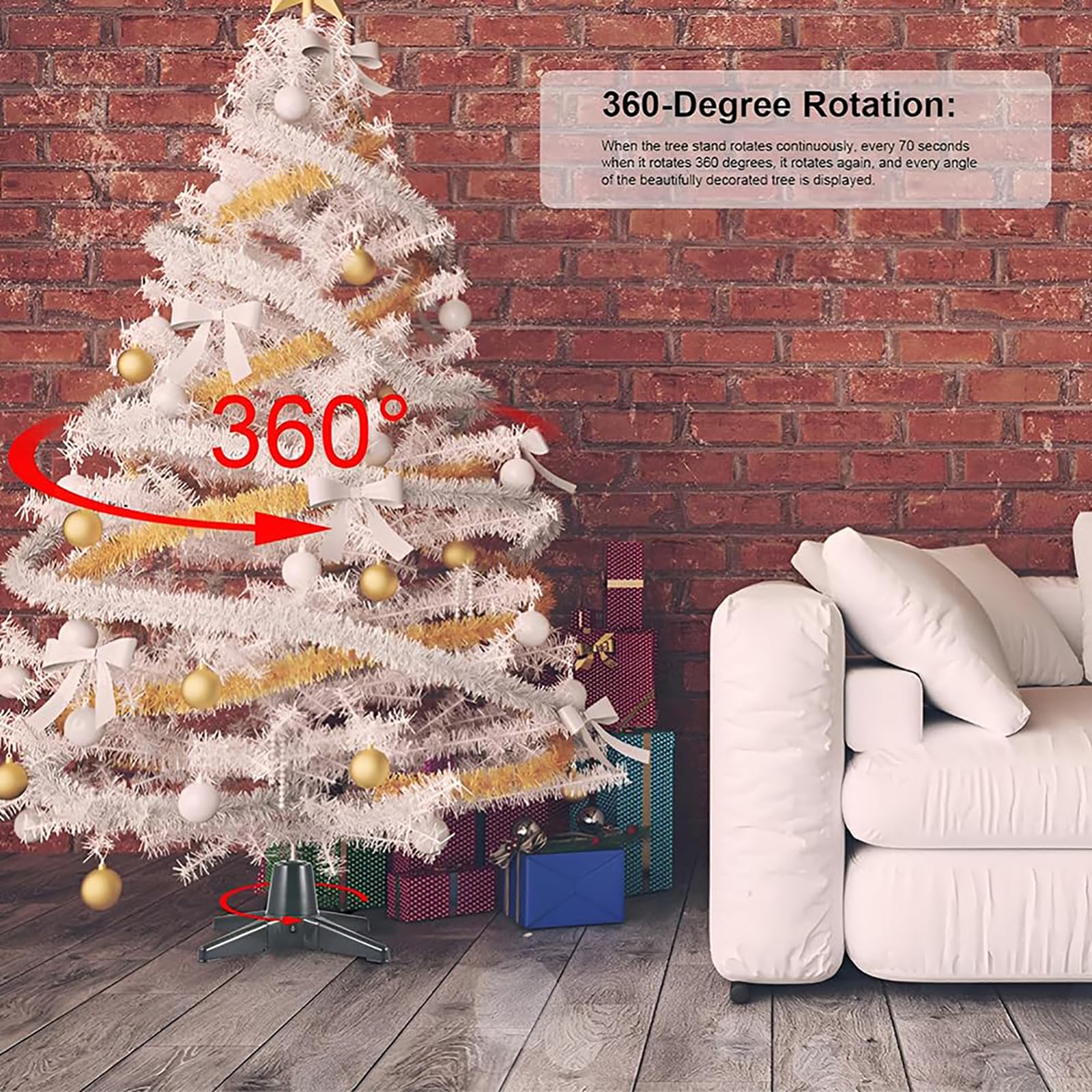 Patas de árbol fijas del árbol de Navidad eléctrica, soporte de árbol de Navidad giratorio, se puede ajustar en dos niveles Base giratoria de 360 grados, se ajusta a los tamaños de los polos 0.9 en-1.
