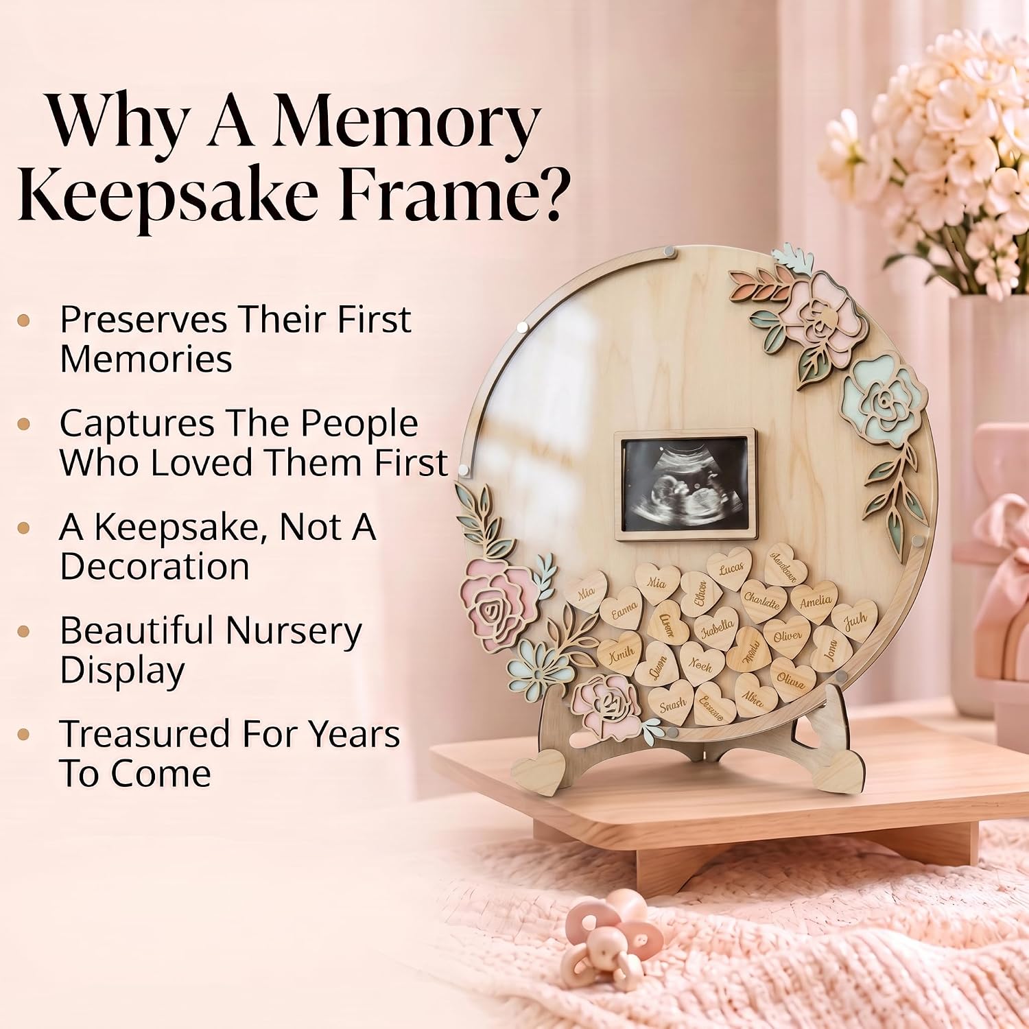 The Real Bossy Baby Memory Keepsake Frame Guestbook - Luxury Baby Shower, First Birthday & Wedding Guest Book Alternative – Preserve Wishes, Messages & First Year Memories in a Beautiful Bloom Nursery Display Baby or Boho Wildflower Home Decor image 5