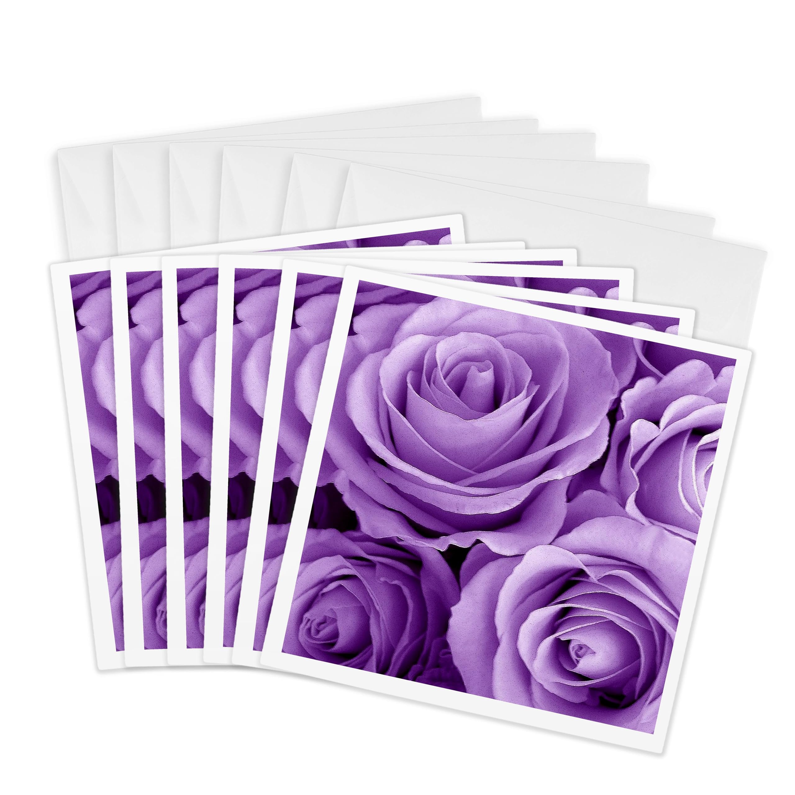 3dRose gc_27564_1 6 x 6-Inch "Soft Lilac Purple Poses Bouquet" Greeting Card (Pack of 6)