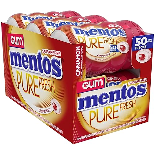 Miniatura 4 de Mentos - Goma de mascar Pure Fresh sin azúcar con xilitol sabor Cinnamon botella de 50 piezas paquete de 6