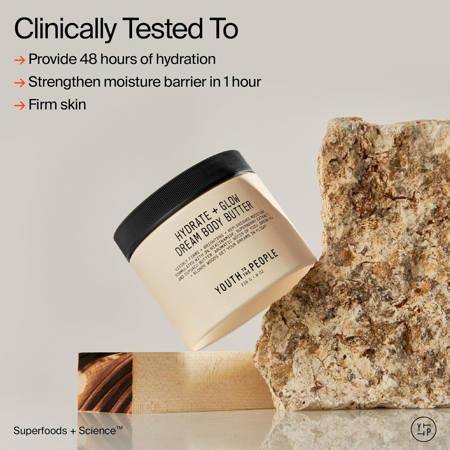 Youth To The People Superberry Hydrate + Glow Dream Body Butter - 3% Niacinamide + Jojoba Oil, Shea + Cupuaçu Butters, Yuzu + Green Tea + Blonde Woods Scented Body Lotion, Firming Moisturizer, Vegan - Image 8