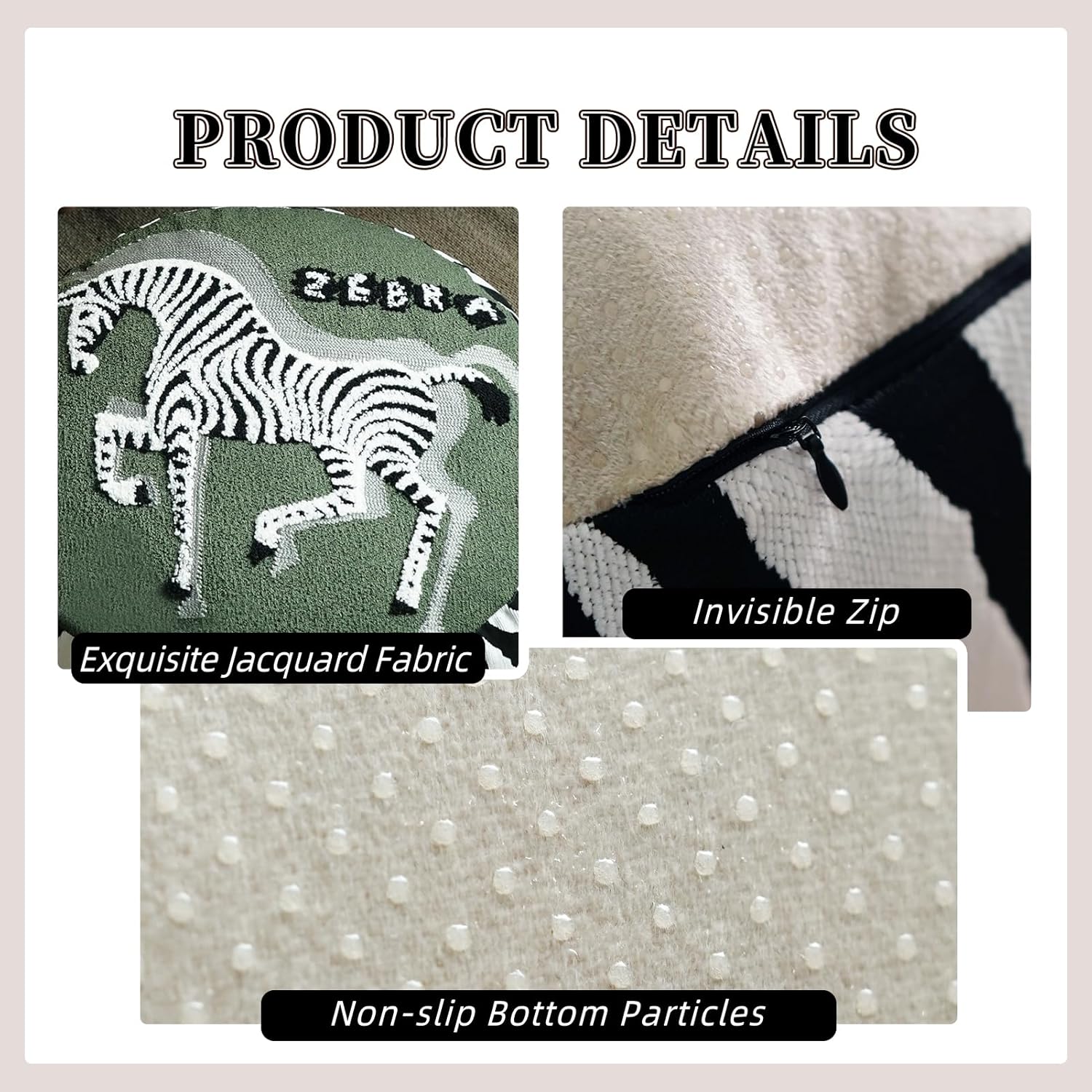 Pouf Ottoman Unstuffed Poufs Soft Touch Zebra Boho Footrest Floor Chair Storage for Living Room Bedroom Home Decor (Green, 20 x 20 x 8 Inches Square)