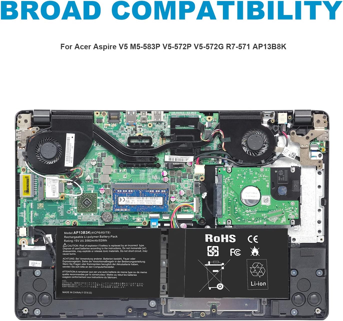 High Capacity Replacement Laptop Battery for Acer Aspire V5 M5