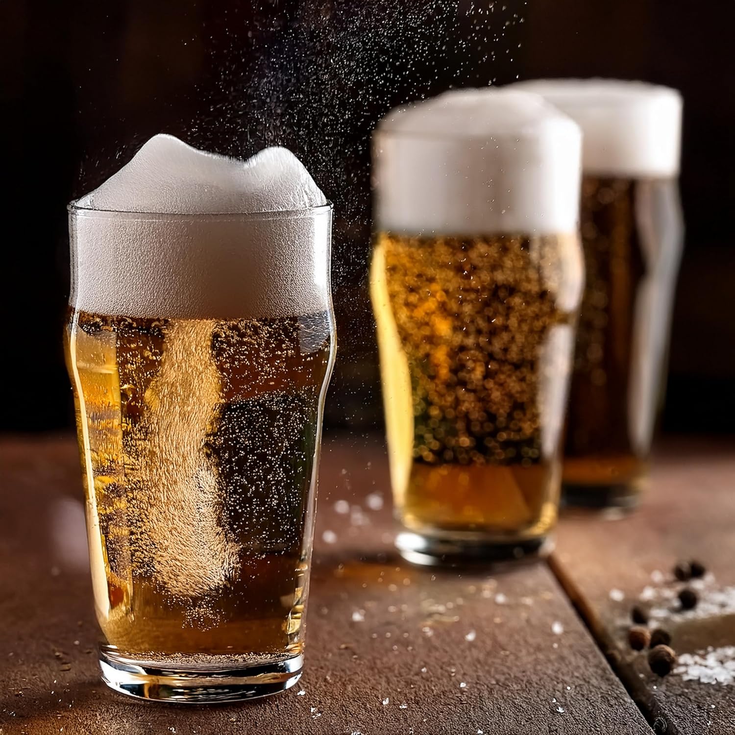 Grehge Beer Glasses Set 0.53 Litre Glasses for Beer Mug Beer Mug Glasses for Craft Beer Beer Glass Drinking Glass Dishwasher Safe British Pint 6 x 530 ml