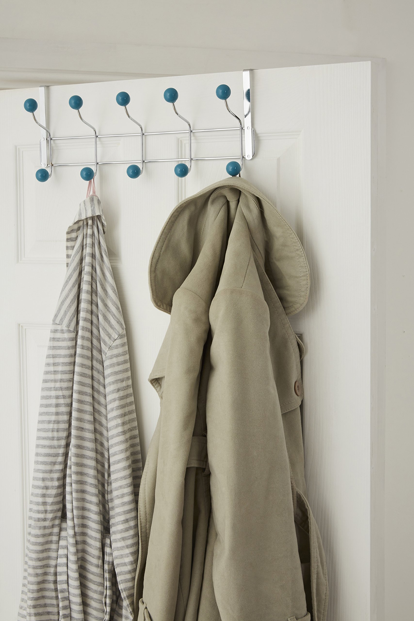 Premier Housewares Türgarderobe, 10 Haken türkis, Chrom, Kunststoff, 12x41x17