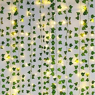 Freyalife Fake Vines for Room Decor(12 Pack 84 FT),with CE Certified 80 LED String Lights,Artificial Plant Ivy for Aesthet...