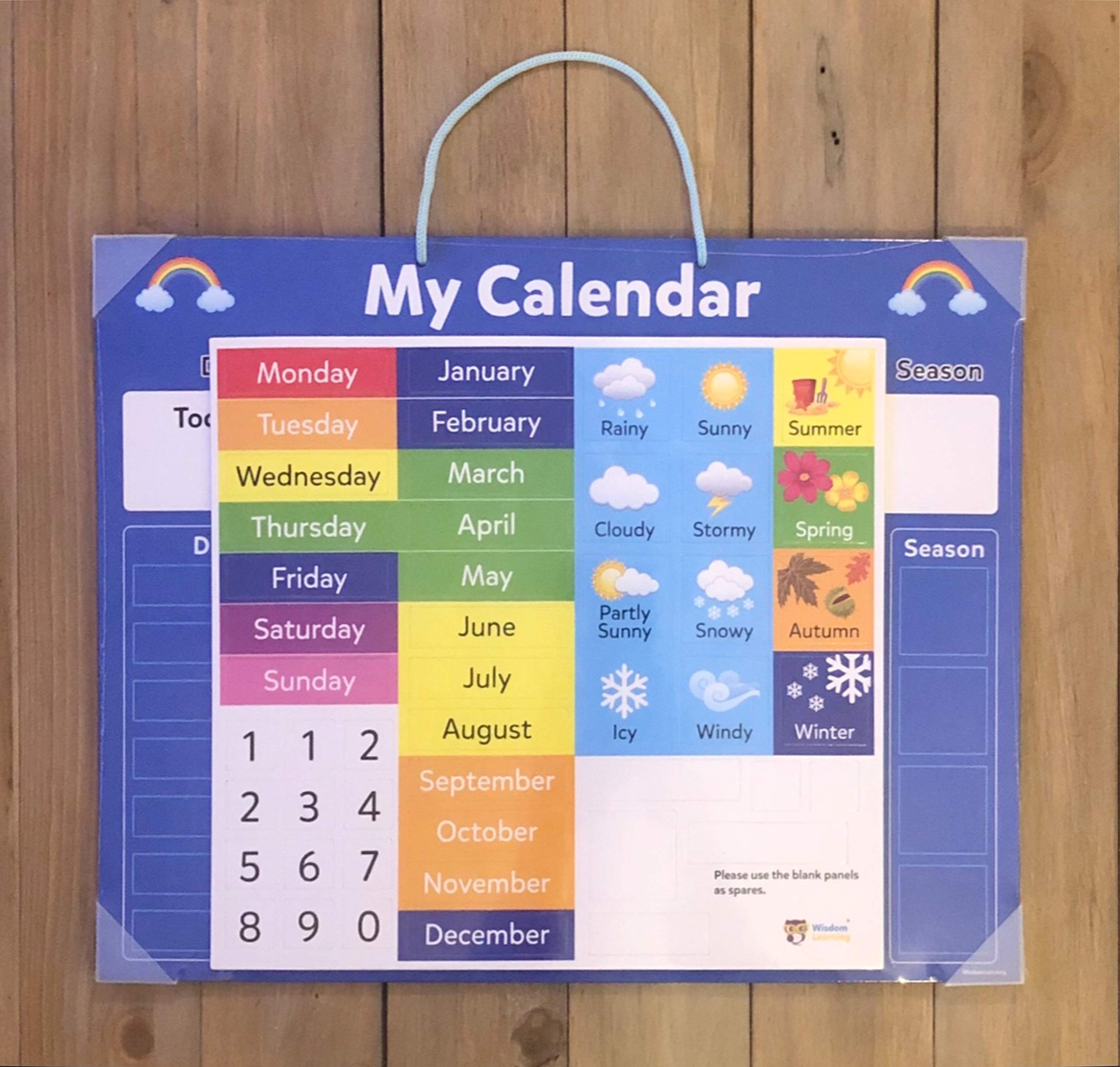 My Calendar Pädagogische Magnettafel für Kinder, mit Aufhängeschlaufe, 42 x 35 cm – Lerntafel über Wetter, Tage, Wochen, Monate – Weihnachten Geburtstag Geschenk für Kinder Mein erster Kalender